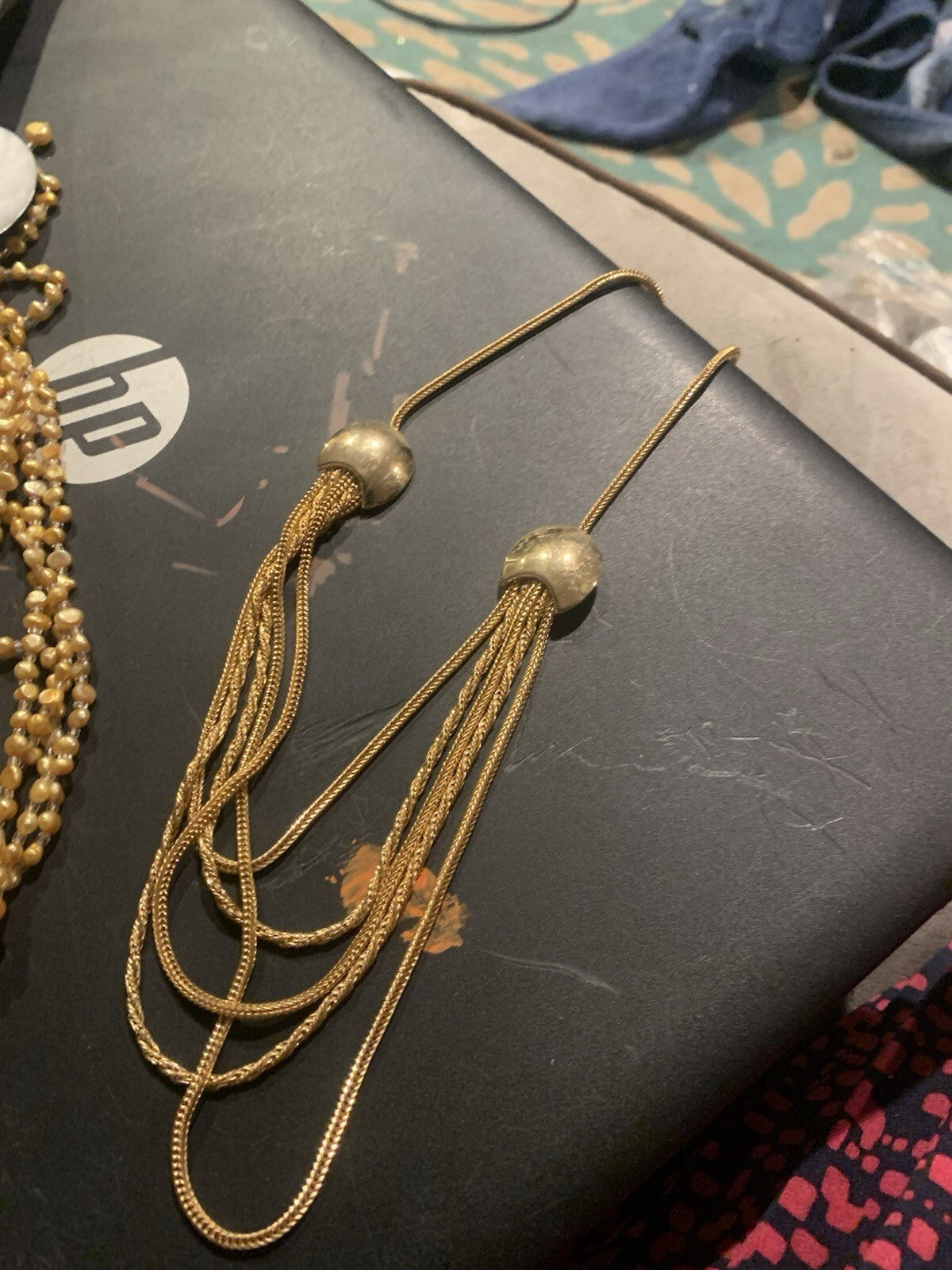gold-tone multi-strand liquid chain necklace