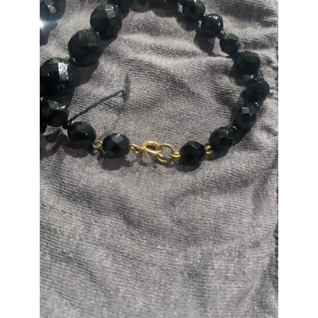 Vintage Black Faceted Graduated Bead Necklacesp Classic czech