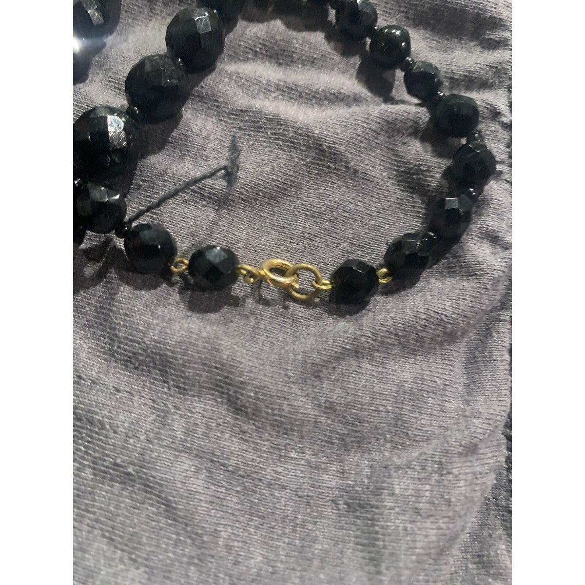 Vintage Black Faceted Graduated Bead Necklacesp Classic czech