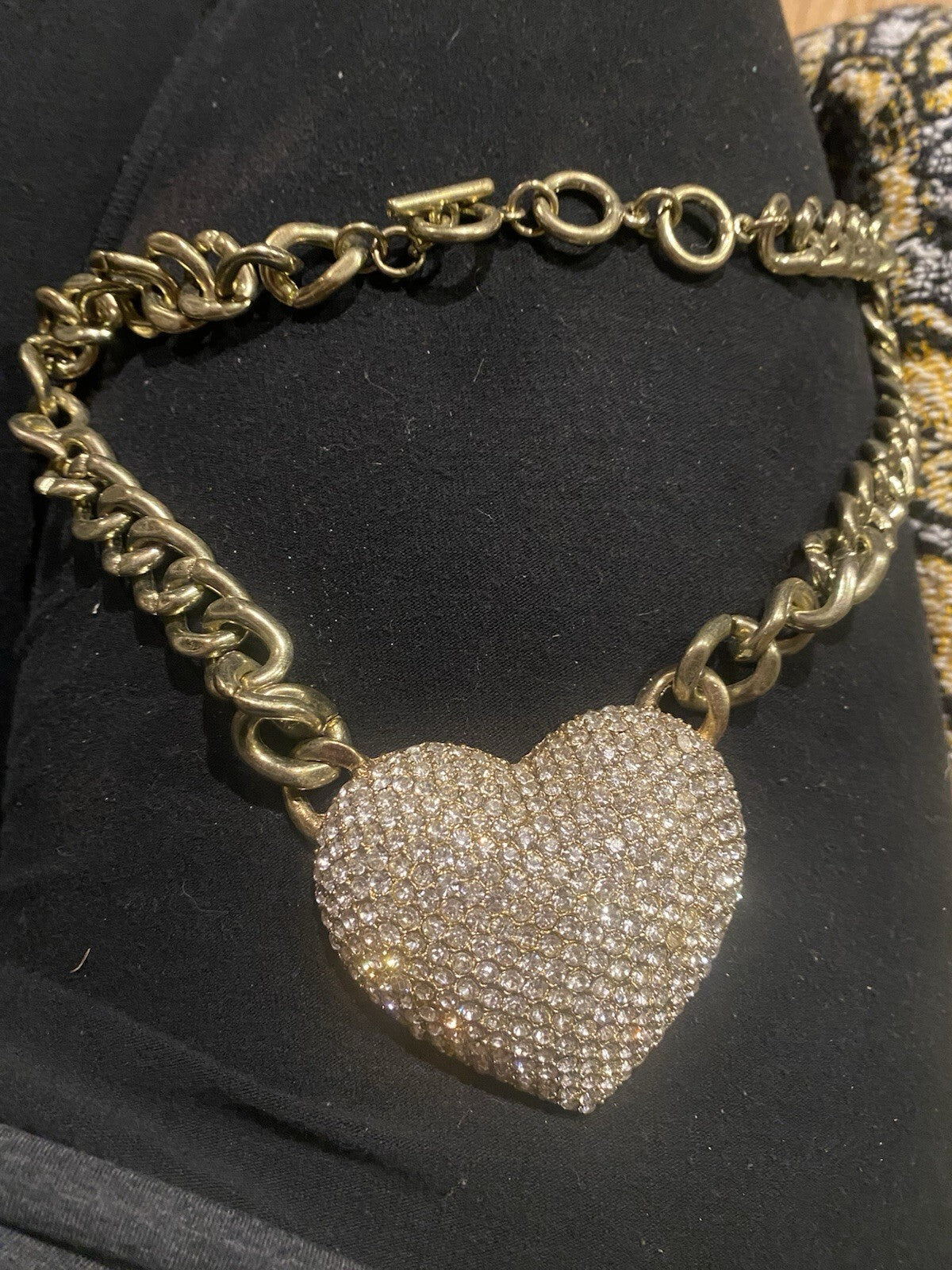 Gold Chain with Clear Sparkly Rhinestone Heart