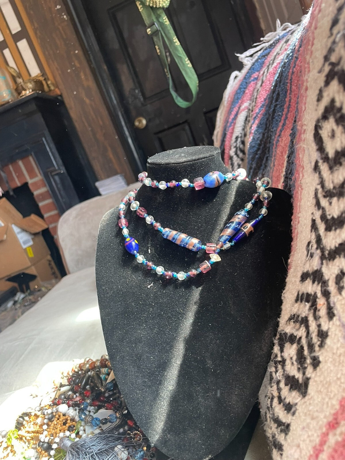 vintage venetian barrel bead necklace vintage