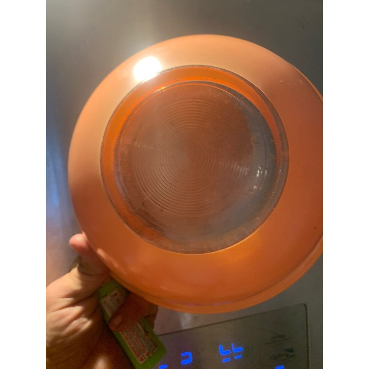 Vintage Pyrex Peach Orange Mixing Bowl Clear Textured Bottom Glassware Retro