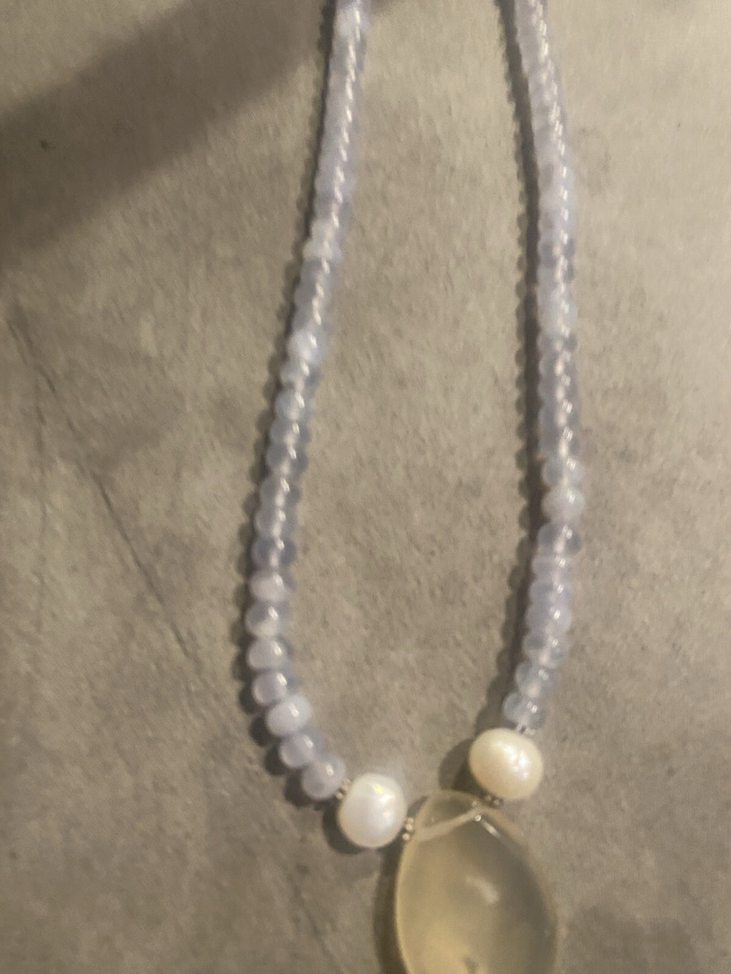 Pearl And Aquamarine Sterling Beaded Necklace