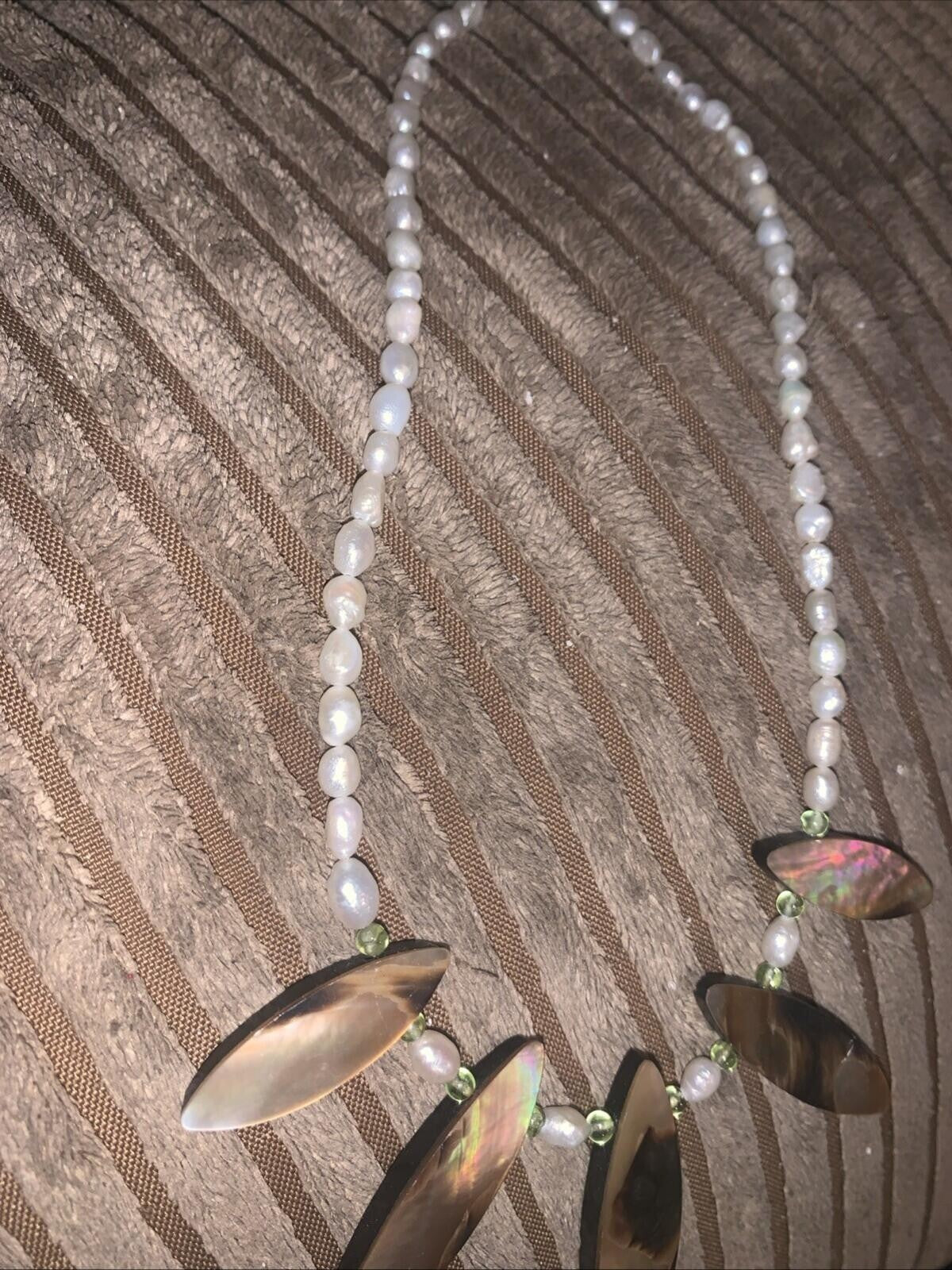 Mop Buffalohorn 925 Natural Pearl Necklace