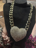 Giant Rhinestone Chain Pendant Necklace