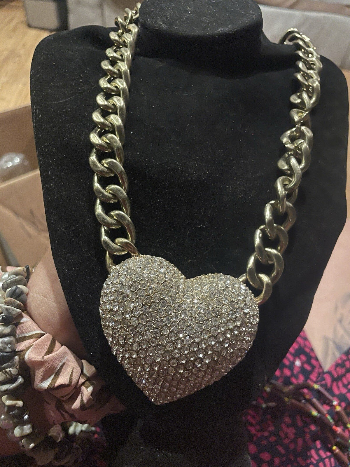 Giant Rhinestone Chain Pendant Necklace