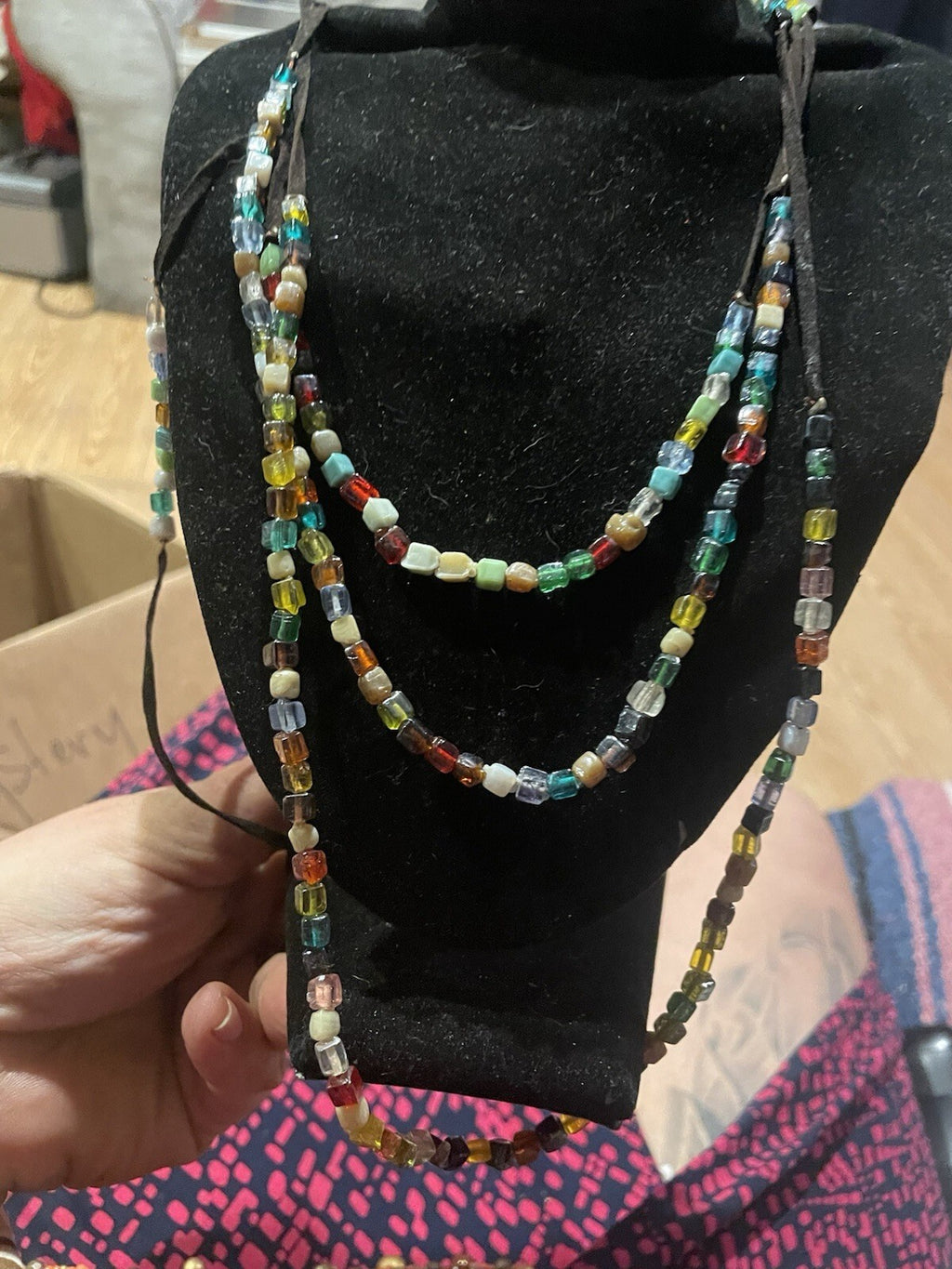 Vintage Multi strand Cube Necklace