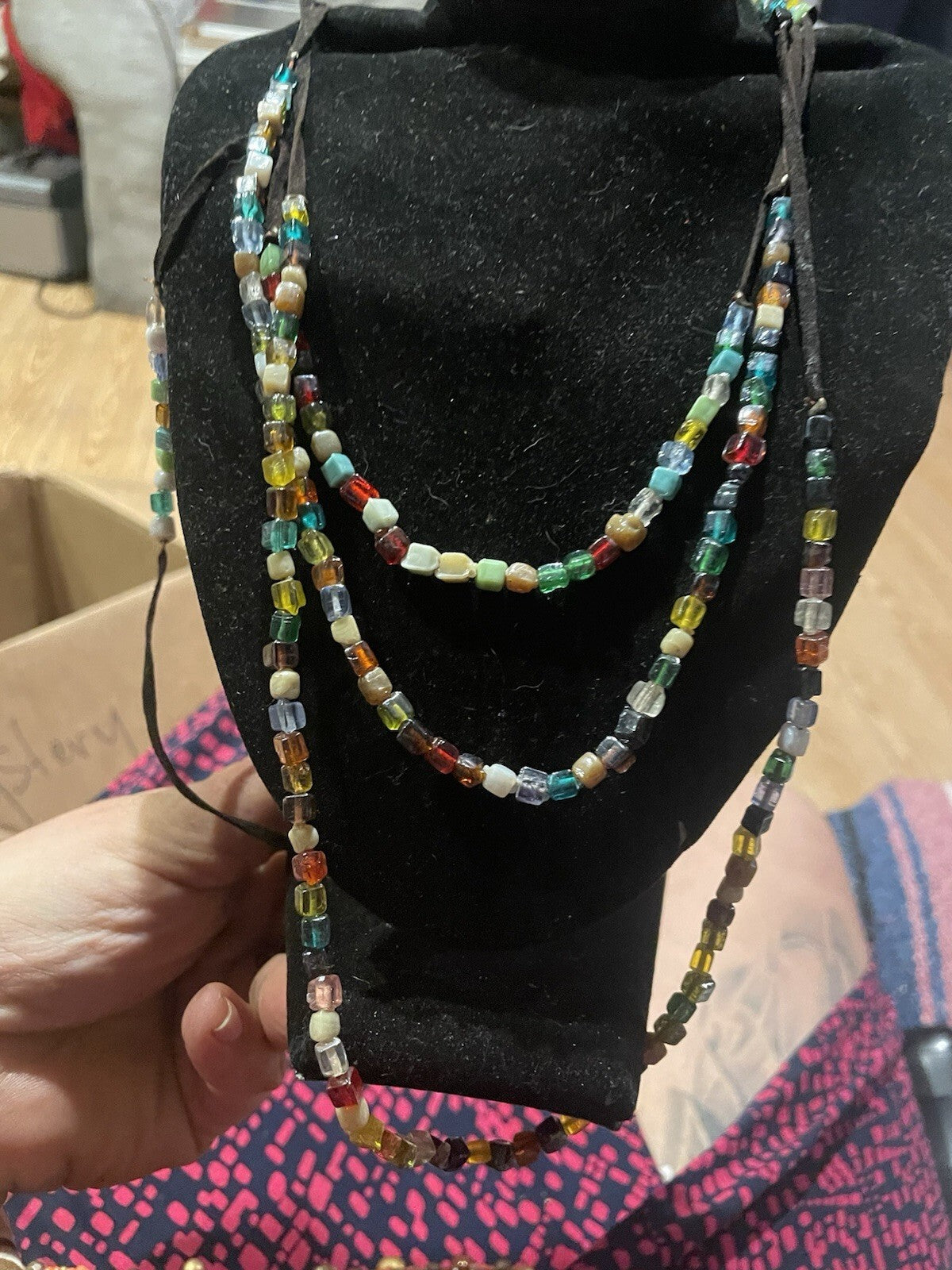 Vintage Multi strand Cube Necklace