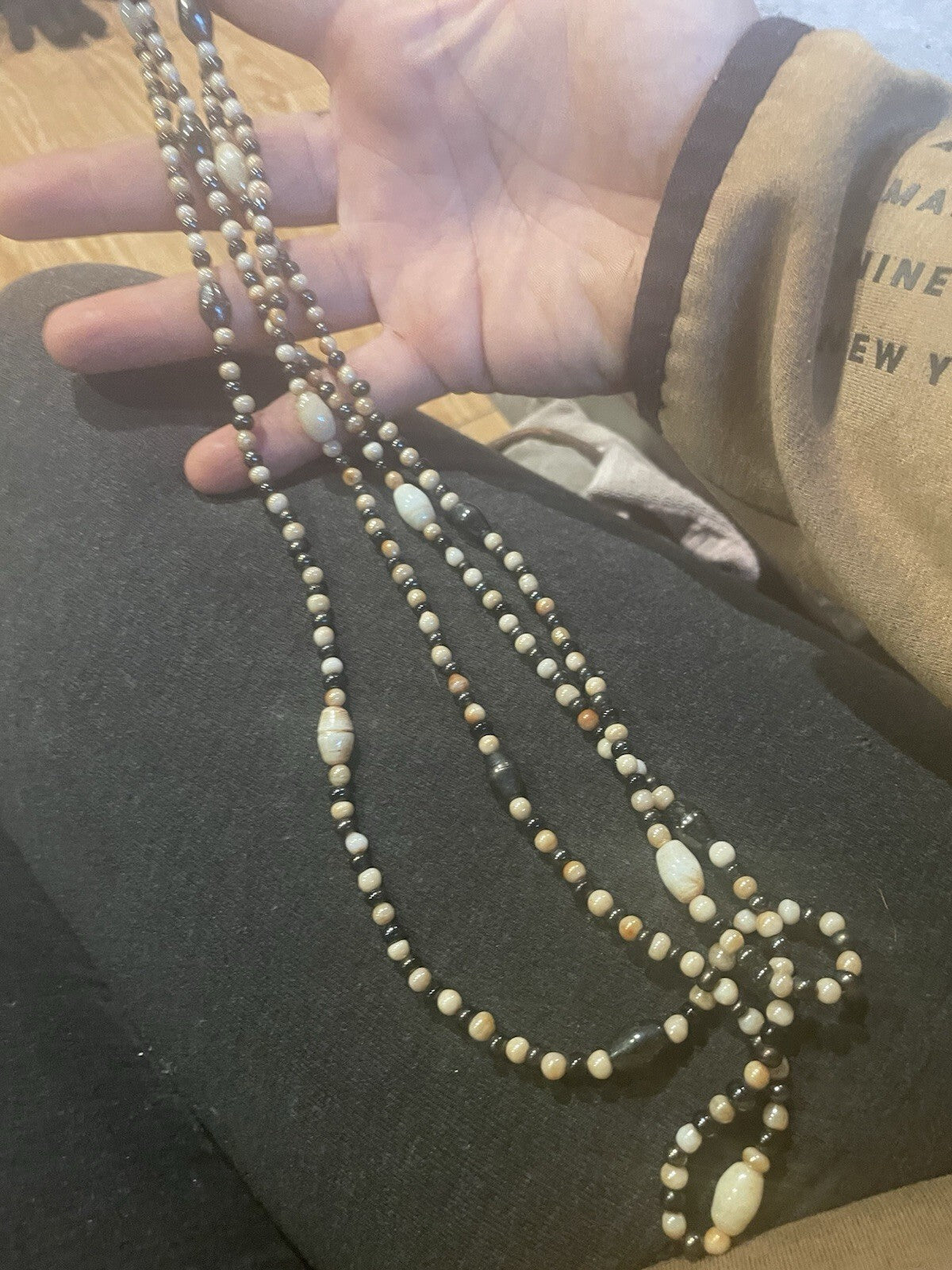 Genuine Agate Ovoid Beads & Obsidian Stones, Southwestern Bohemian Style Necklac