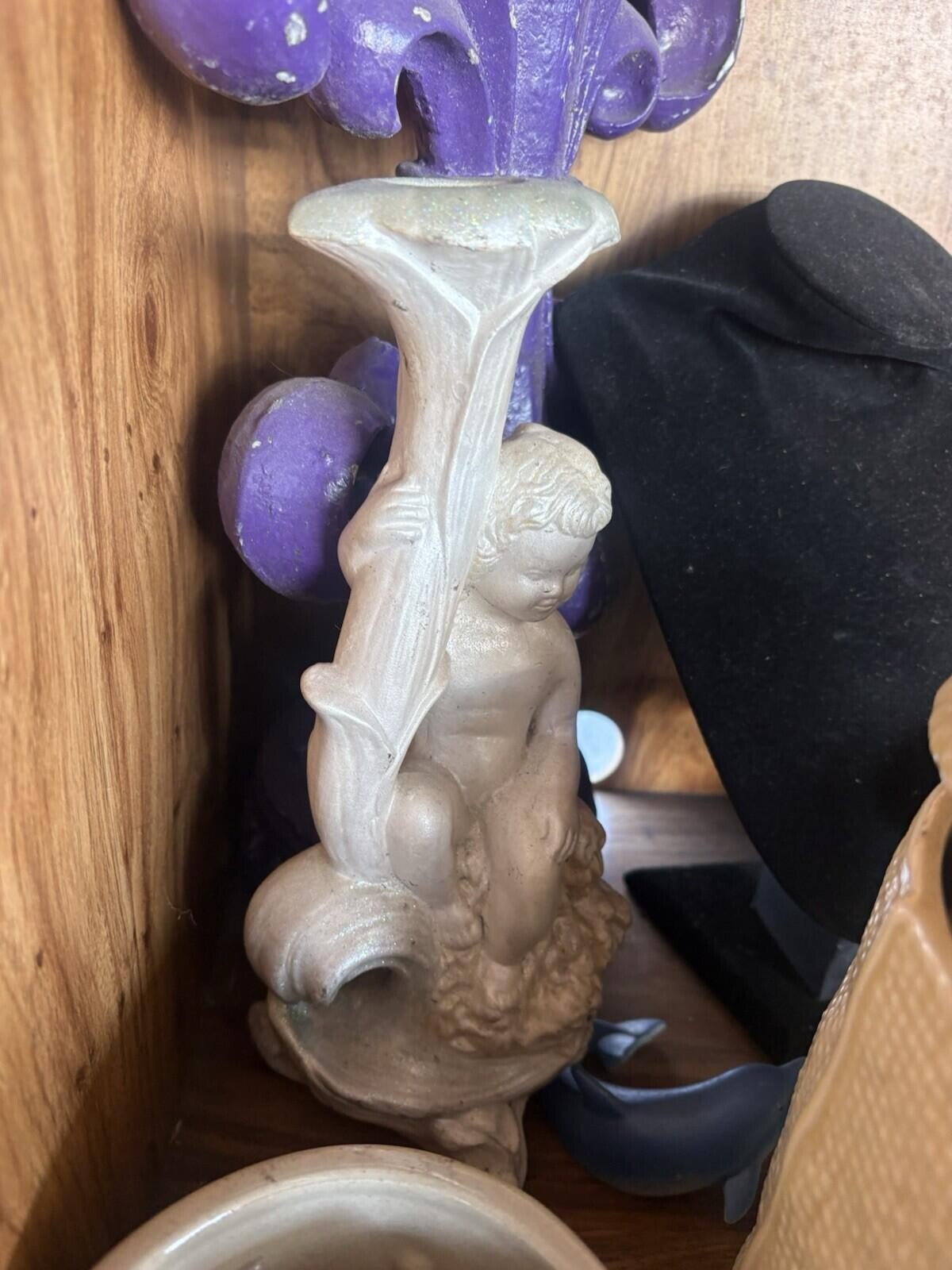 vintage ceramic Cherub Candle Holder figurine