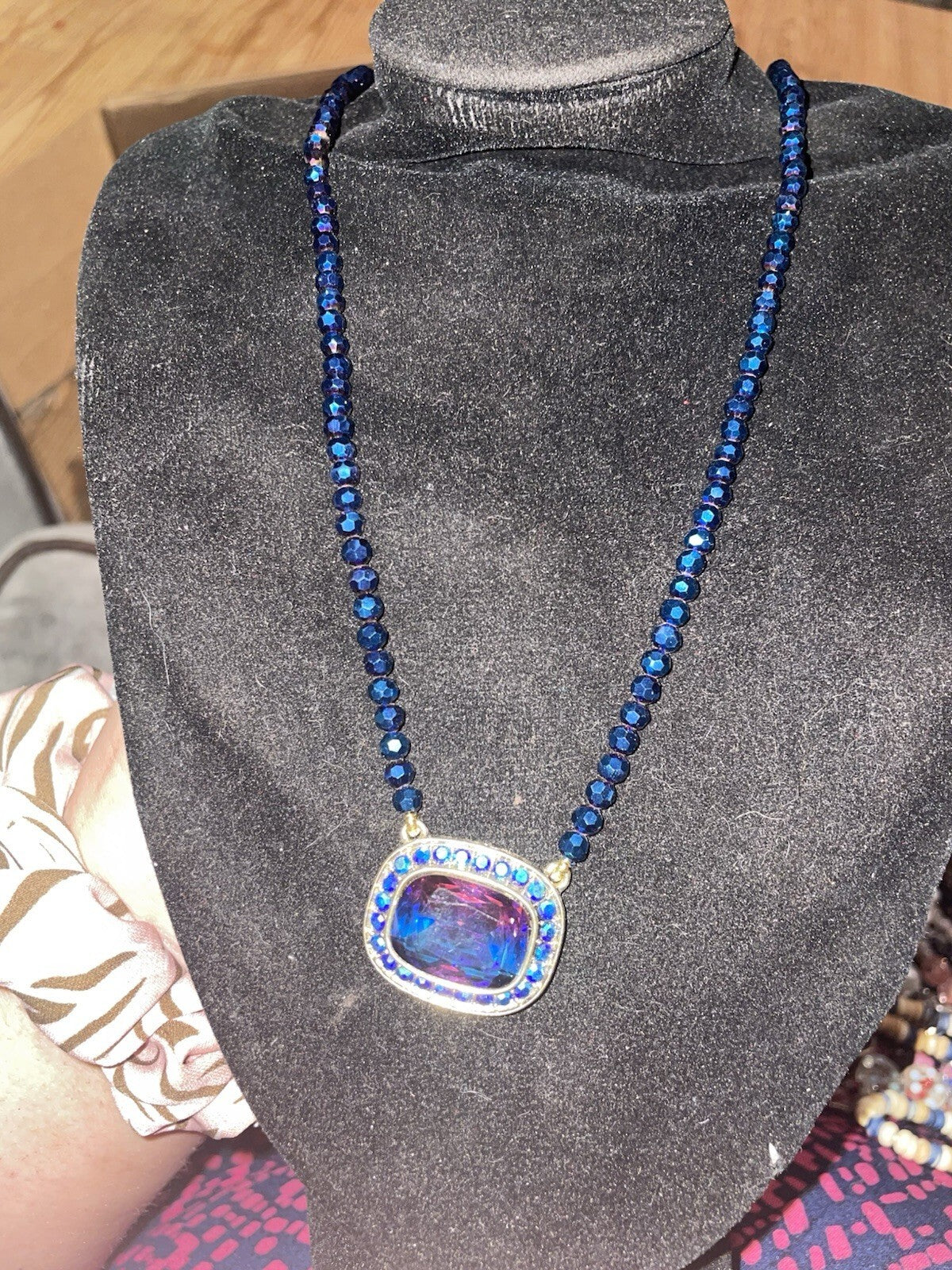 Object Of Desire Heidi Daus Necklace Blue Purple Rhinestone