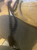 Zacasha 67” Necklace Black Swarovski Crystal & Beaded Tassel Drop Lariat Vintage