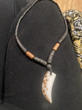 Shell Tusk Pendant With Coconut Shell Beads