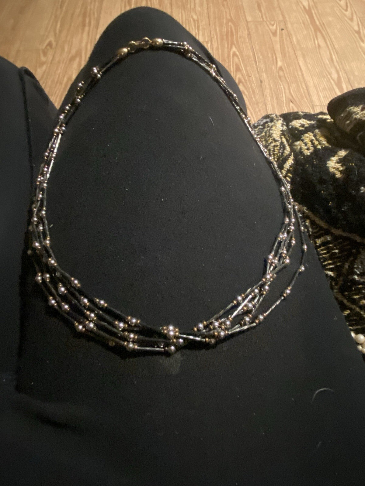 Black Multi strand Napier Necklace Vintage