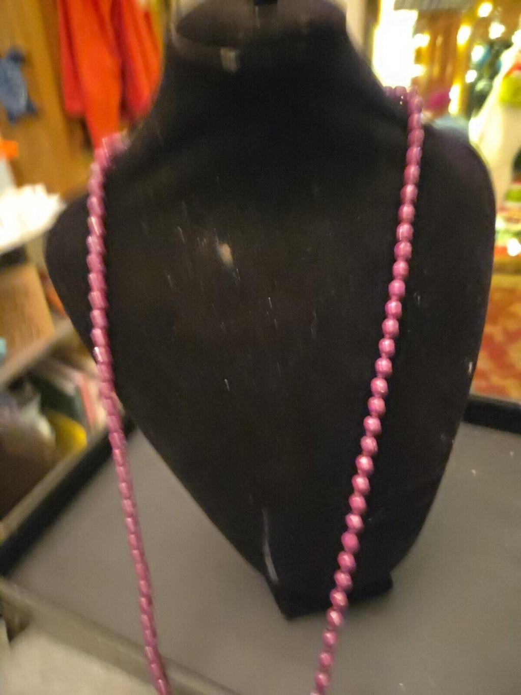 Jumbo Cabaret Beaded Tassel Pendant Necklace Antique Purple