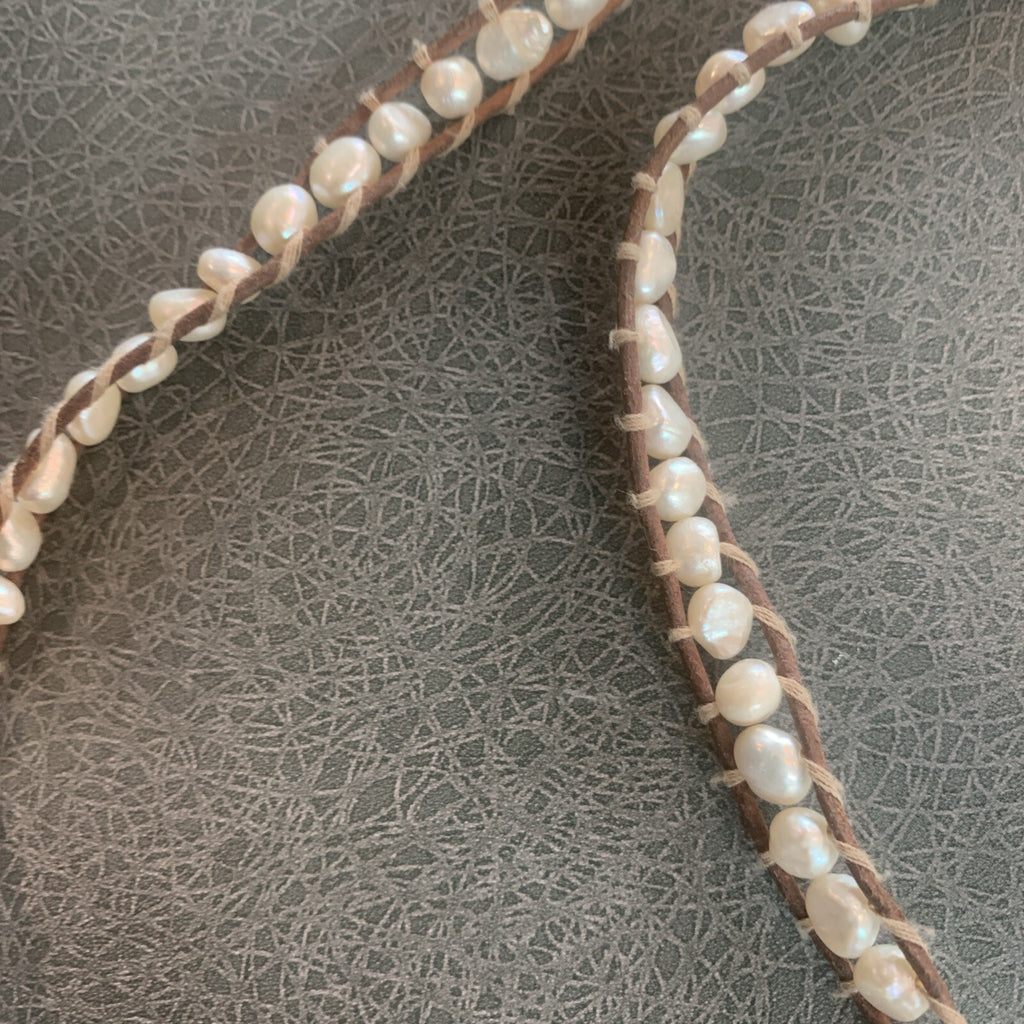 Freshwater Pearl Boho Leather Wrap