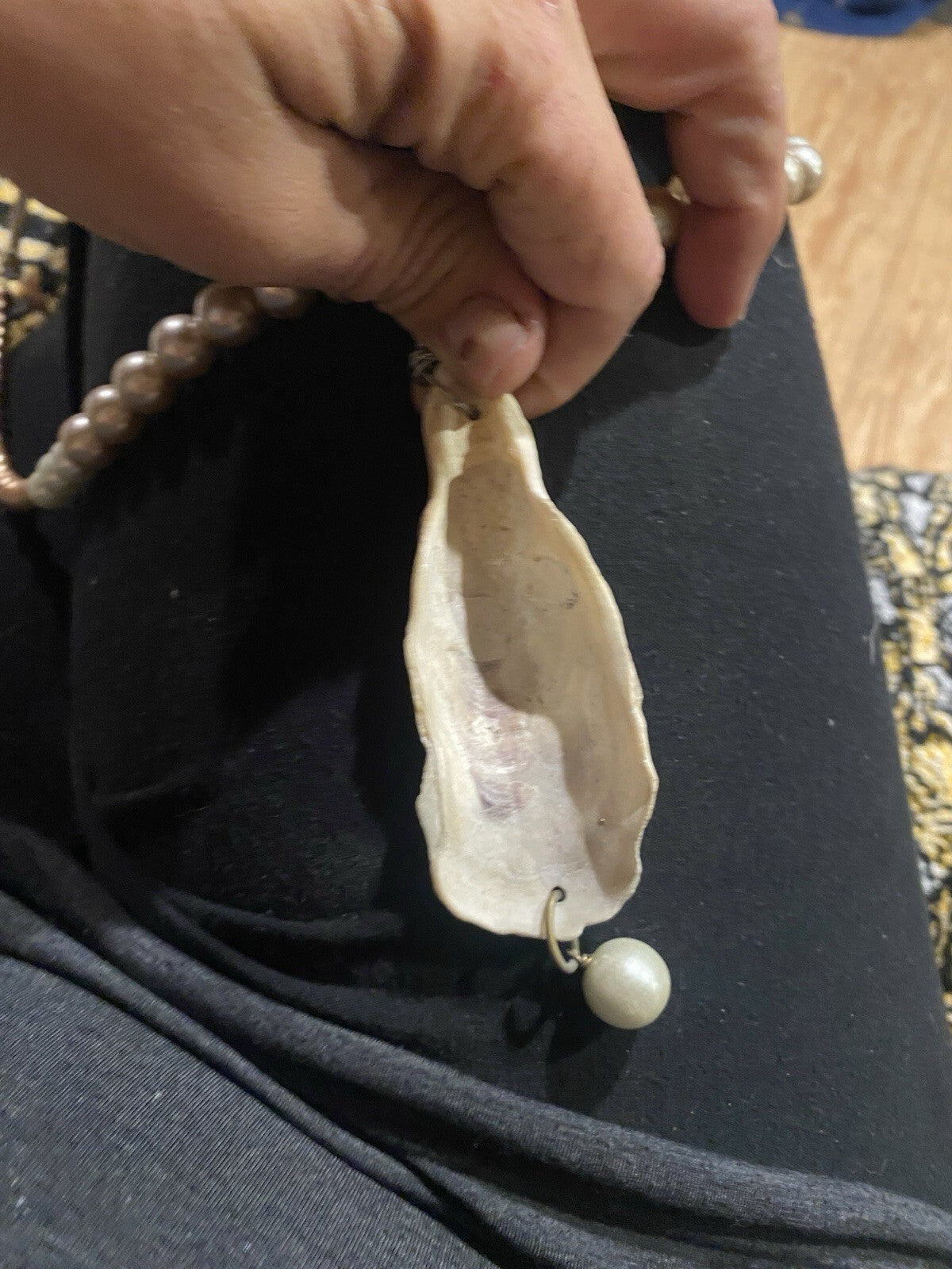 Natural artisan oyster shell pendant necklace