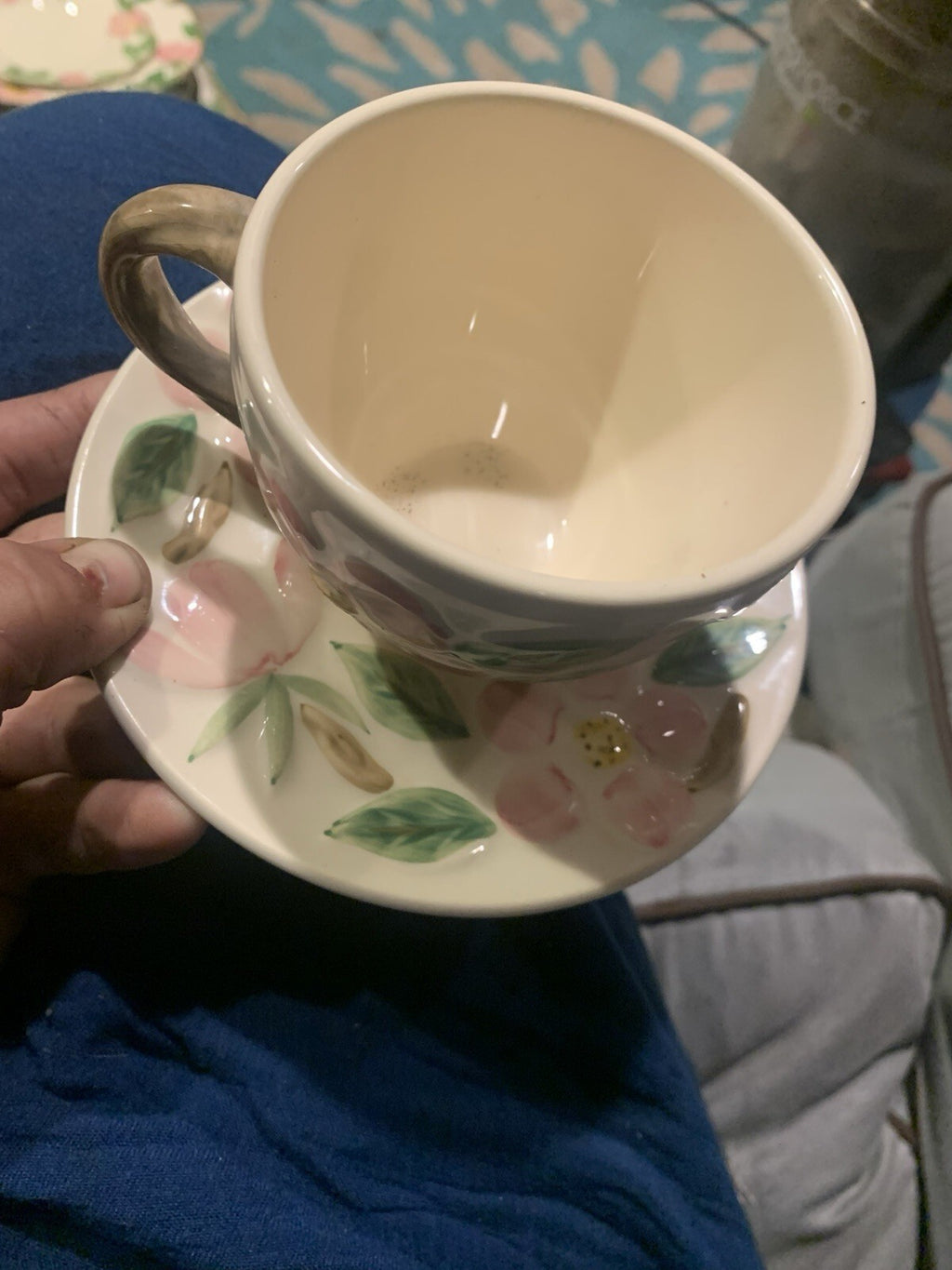 Franciscan Desert Rose 3D 60th Anniversary Teacup & Saucer Set Made in Portugal