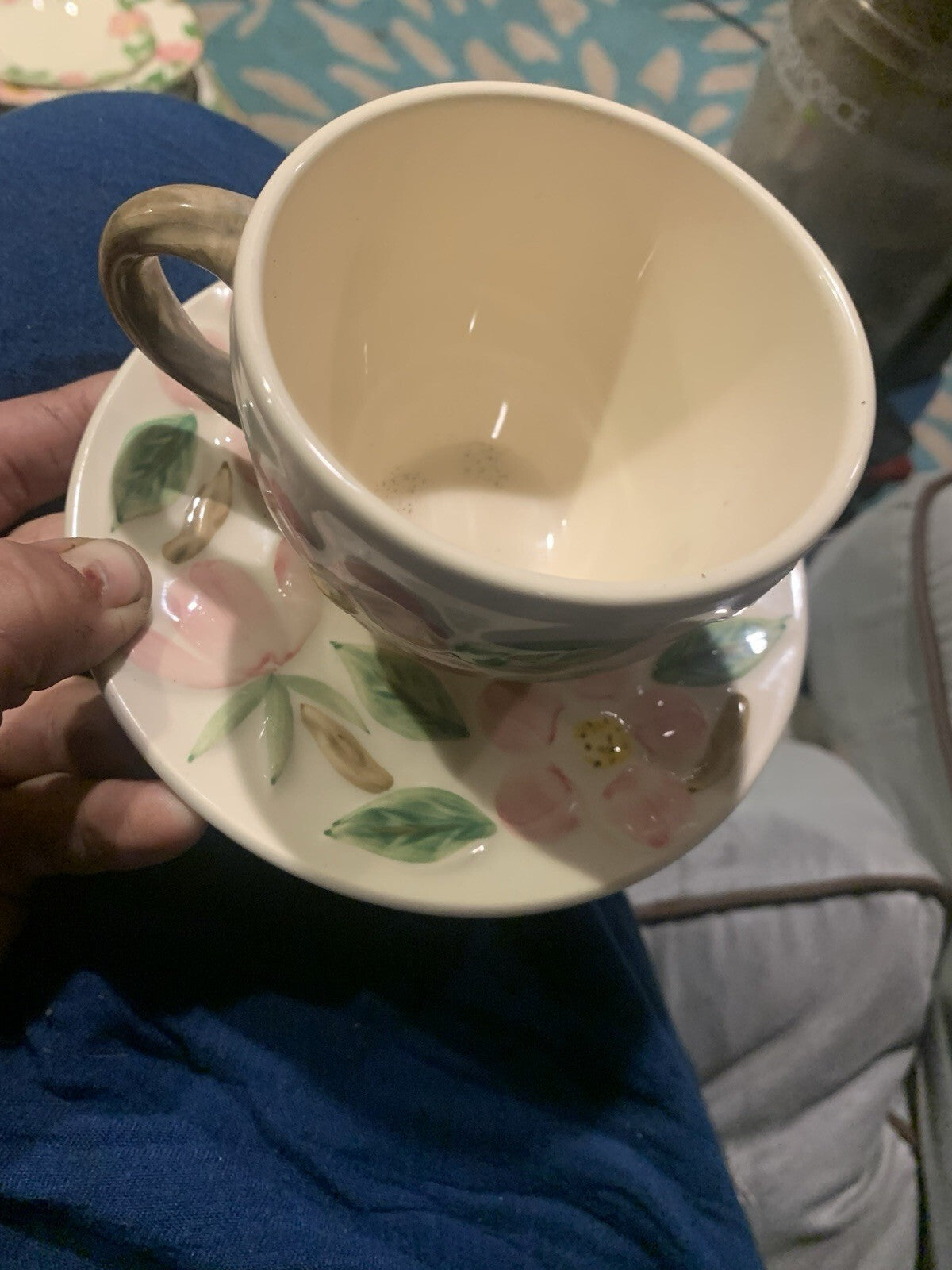 Franciscan Desert Rose 3D 60th Anniversary Teacup & Saucer Set Made in Portugal