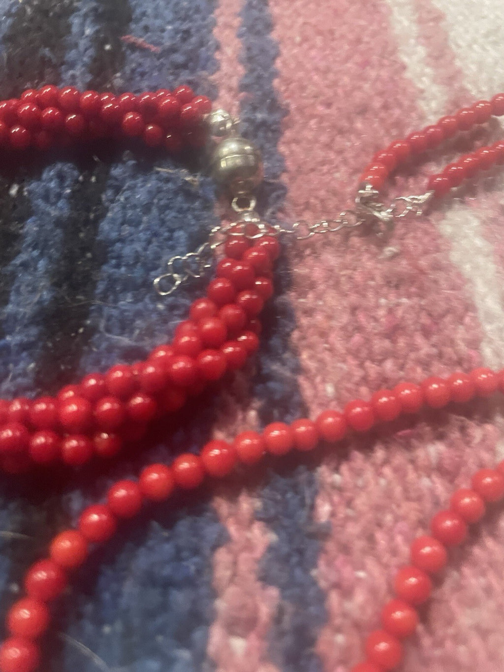 Red Coral Pearl Necklace And Weaved 925 Coral Bracelet