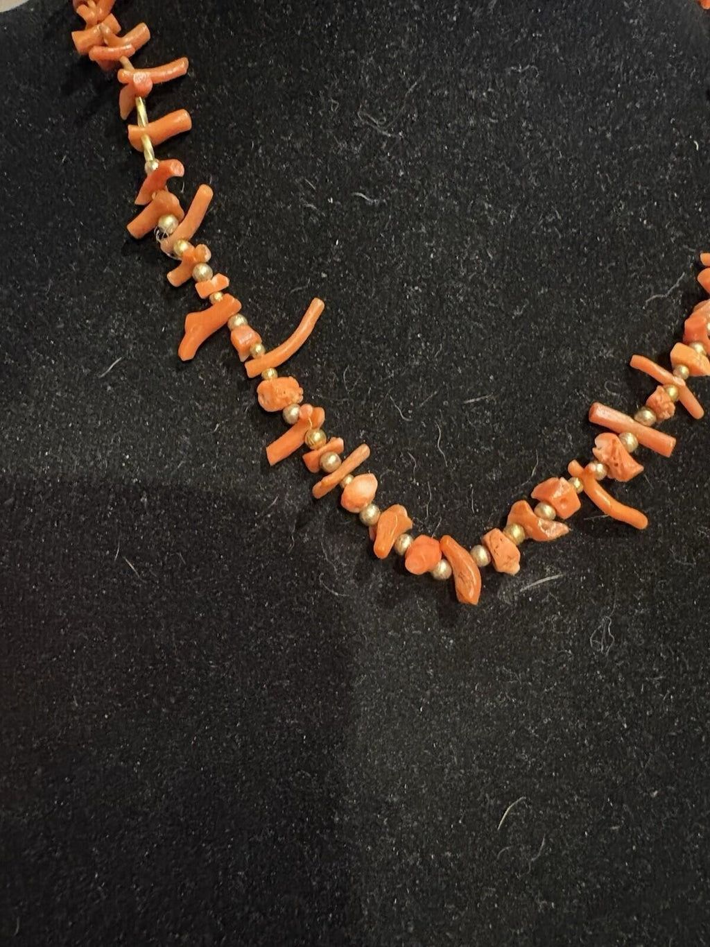 Salmon Orange Red Branch Spiny Coral Beaded Necklace