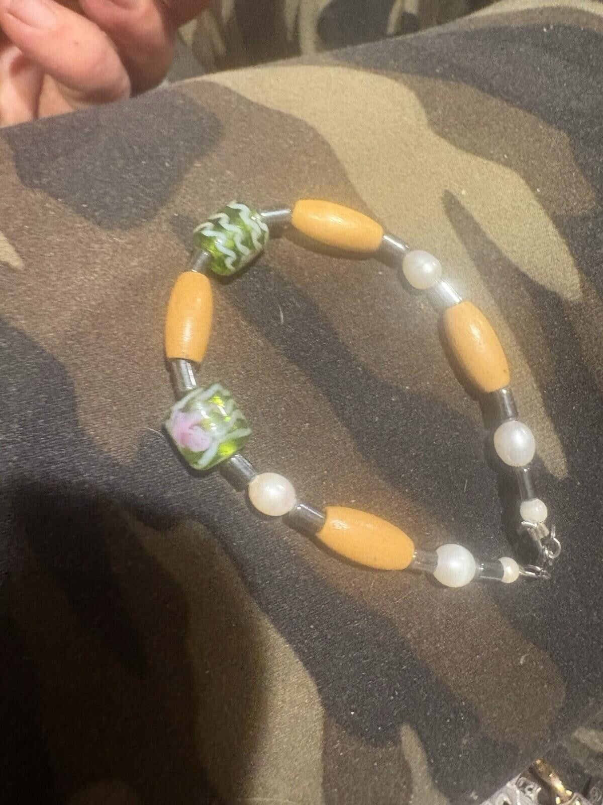 pearl and lampwork bead Bracelet.