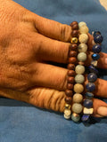 Natural Stone Beaded Bracelets Set of 3 Jade Sodalite Jasper Green Blue