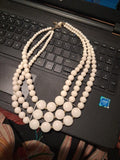 Whote Beaded Multistrand Charming Charlie Necklace