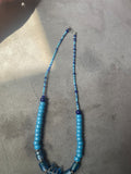 bohemian style blue glass beaded accent necklace