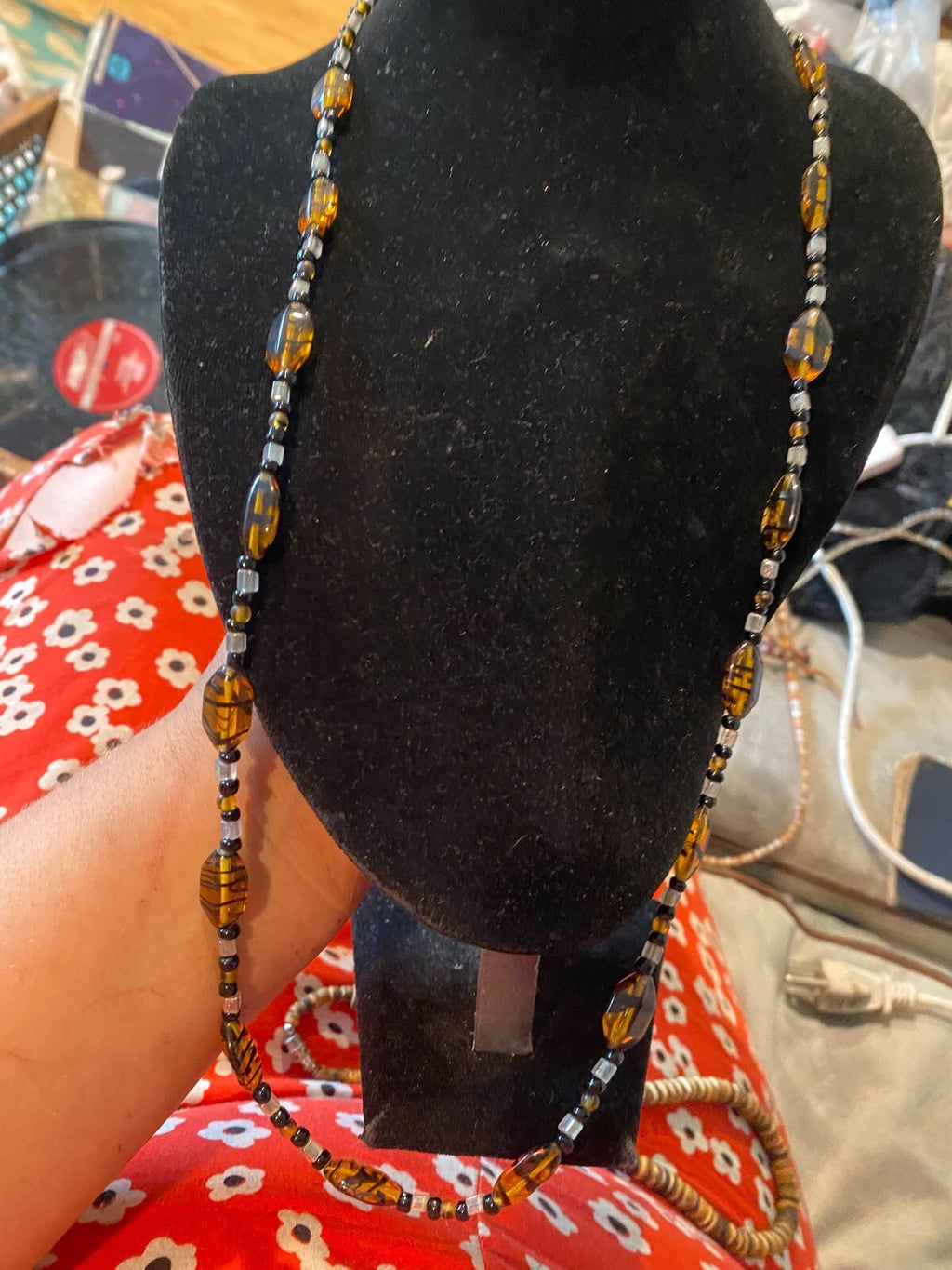 Art Deco style Givre Glass long necklace
