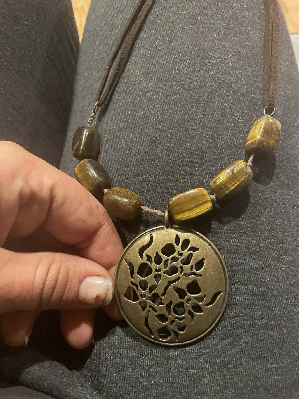 Egyptian Revival Tigers Eye Necklace
