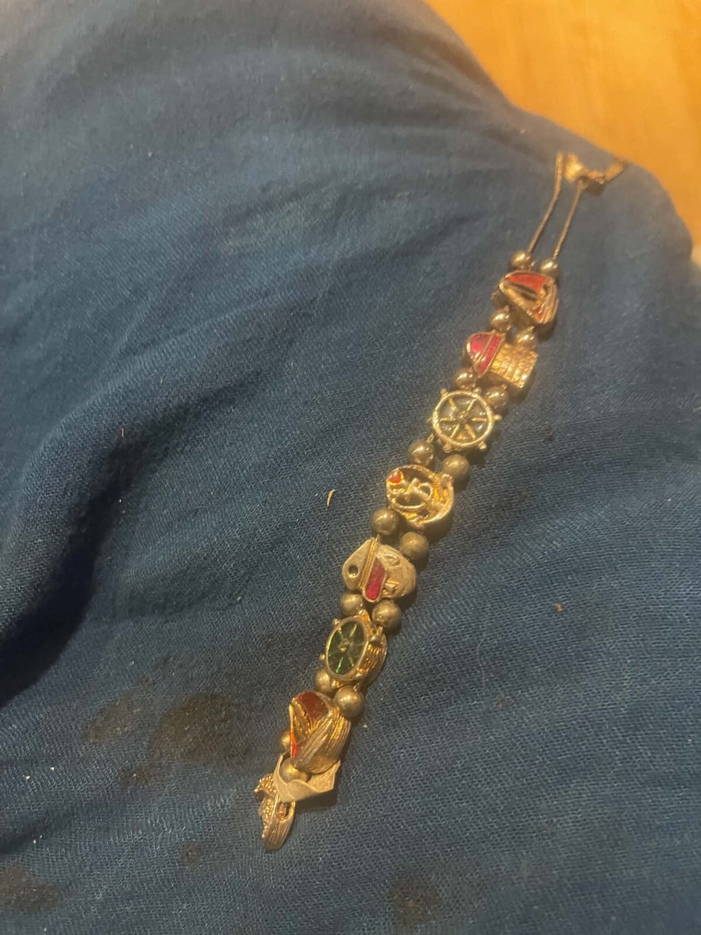 vintage gold-tone nautical slide charm bracelet