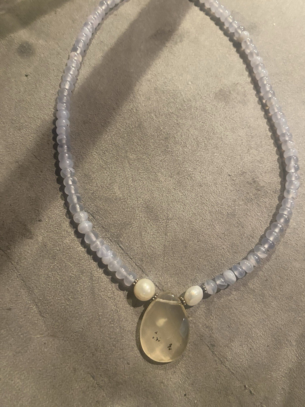 Pearl And Aquamarine Sterling Beaded Necklace
