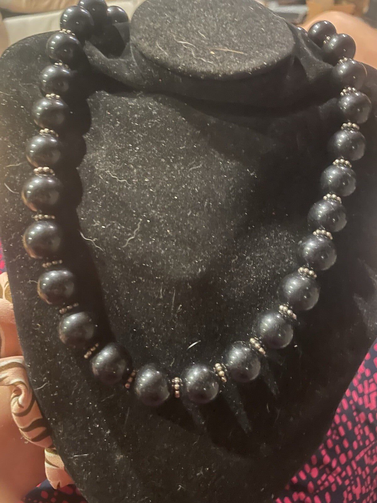 vintage chunky black stone statement necklac