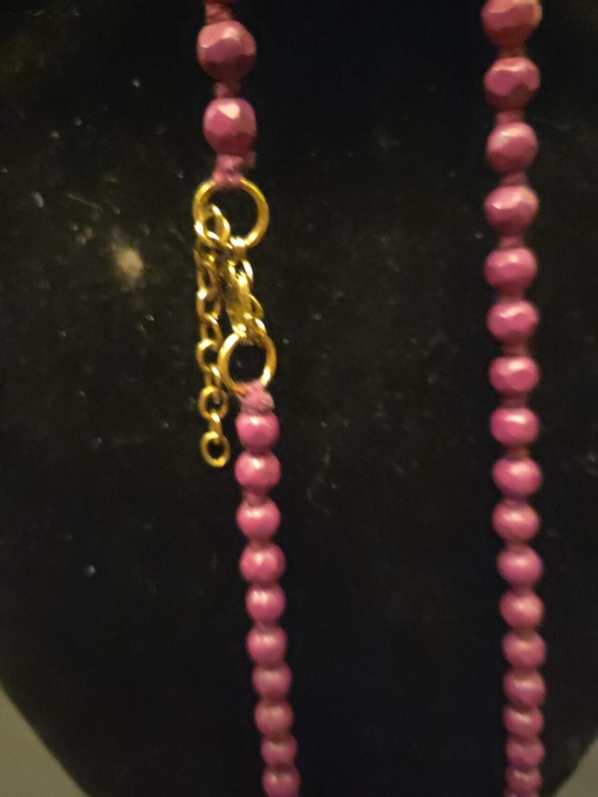 Jumbo Cabaret Beaded Tassel Pendant Necklace Antique Purple