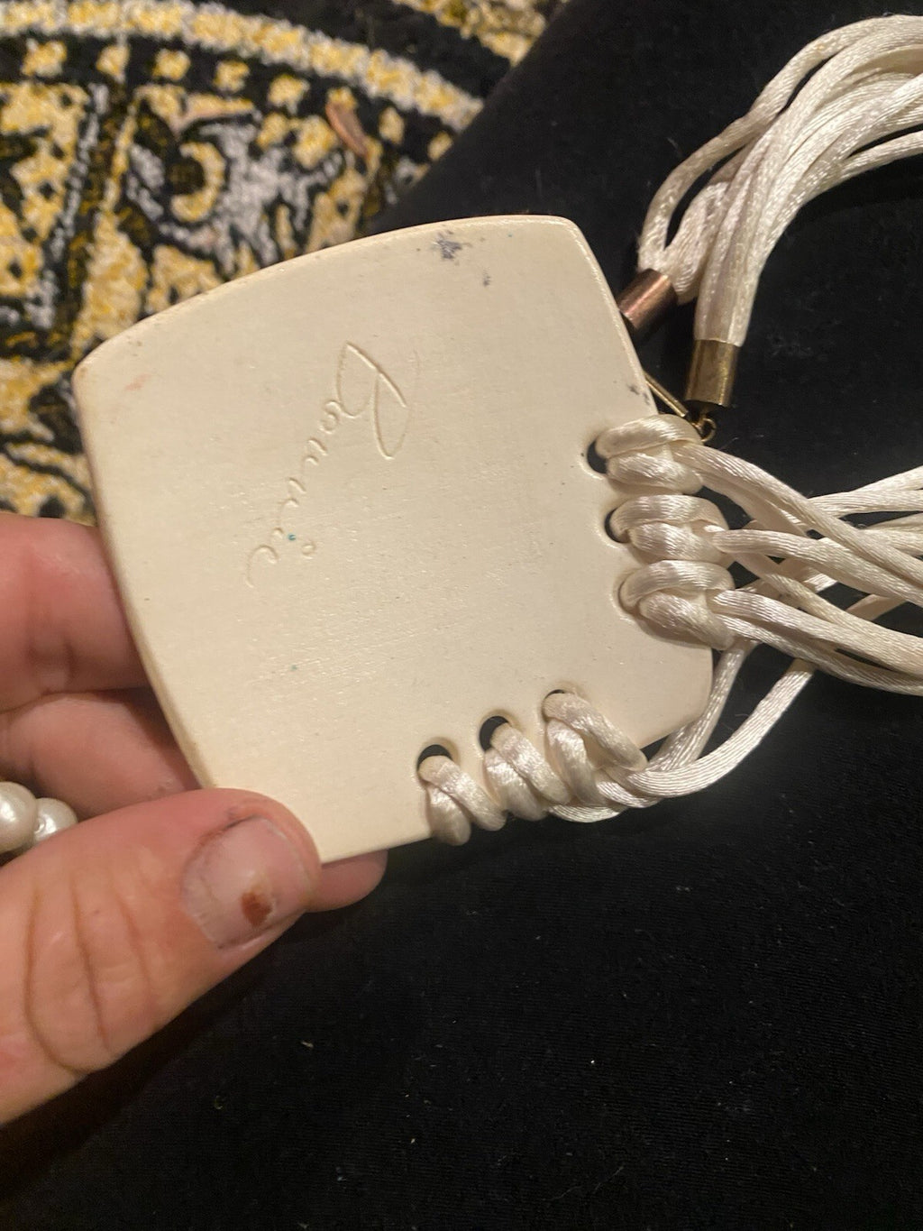 artisan studio craft Ceramic Necklace Vintage Signed Bonnie