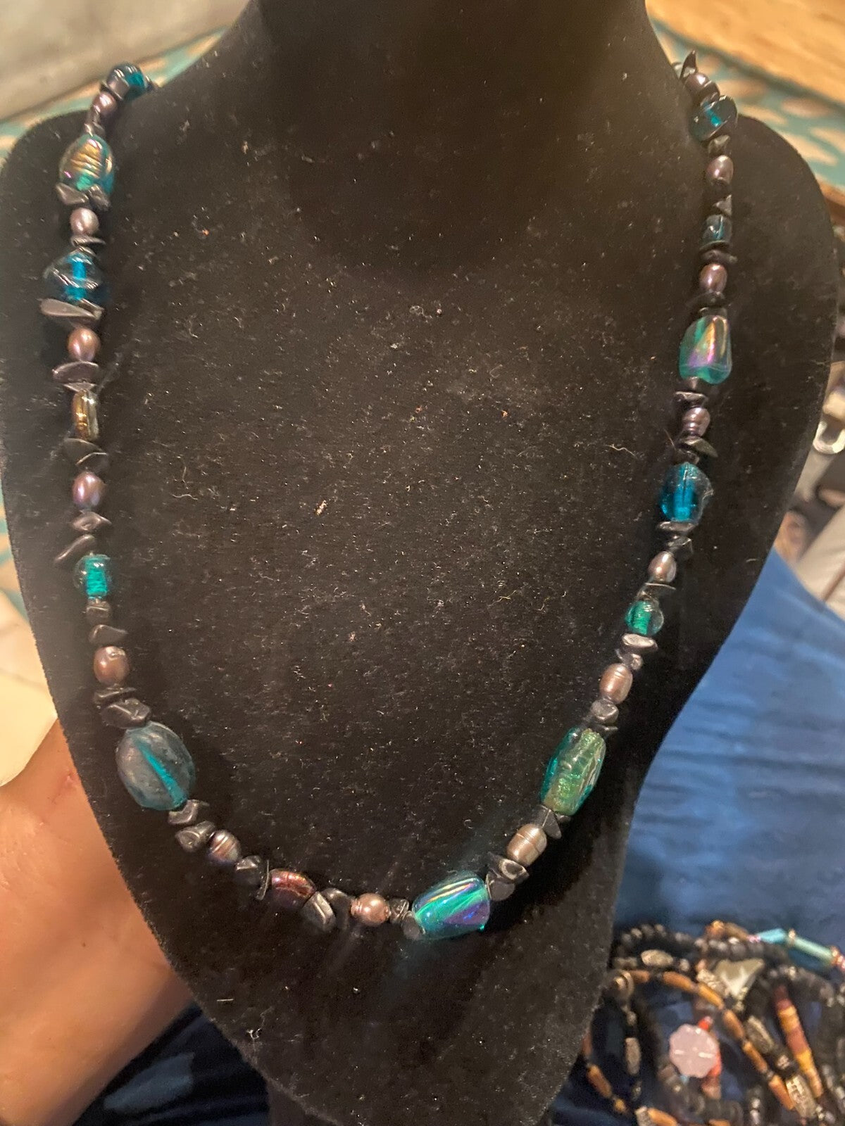 1960's pearl Italian Murano and foil art glass necklaces