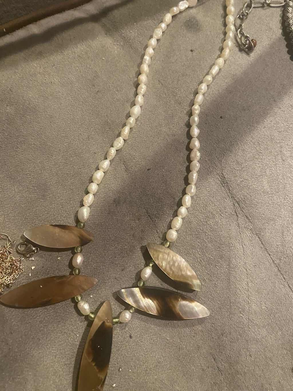 Sterling Silver Mother Of Pearl, Rice Pearl 925 Necklace